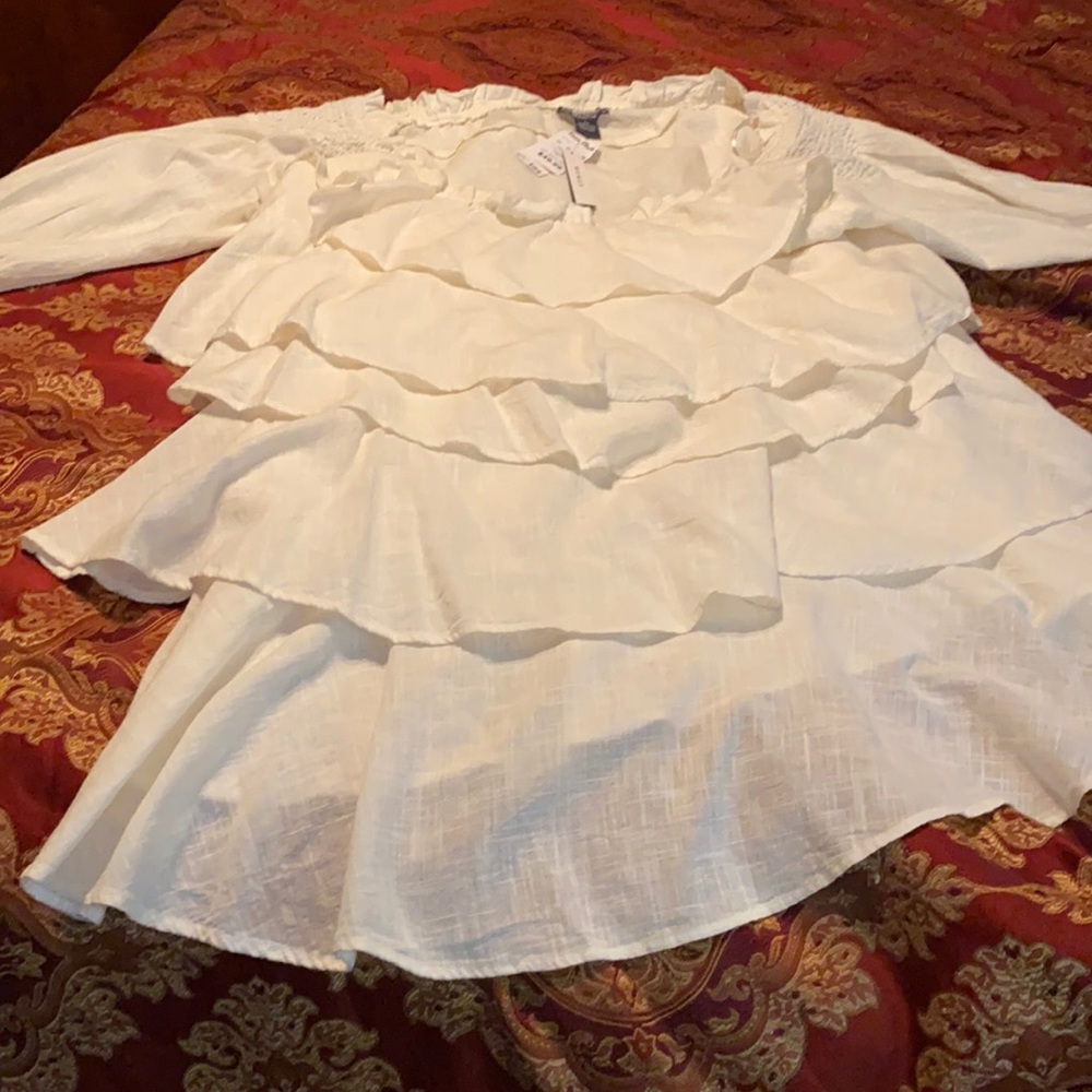 BRAND NEW WHITE RUFFLE DRESS